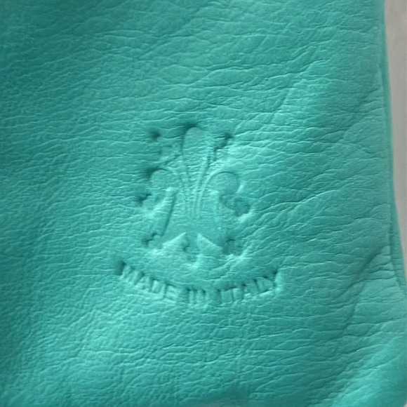 Made in Italy Genuine Leather Teal Crossbody Handbag with Zipper Tassel - Picture 3 of 10